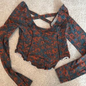 Free people corset style crisscross back shirt